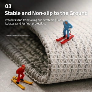 Gray dust-control door mat with non-slip texture and durable fiber surface for entryway