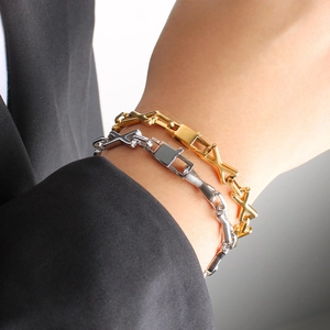 Parure de bijoux unisexe en acier inoxydable avec bracelets à maillons X bicolores