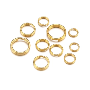 Golden plated stainless steel double jump rings in various sizes for DIY jewelry making