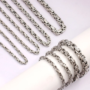 Byzantine Chain Necklace Stainless Steel Heavy Hip Hop Style Jewelry For Men And Women