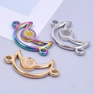 Three moon shaped 18k gold plated stainless steel pendants for DIY necklace jewelry making