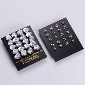 20 pairs of water drop cubic zirconia earrings with 316L stainless steel hypoallergenic studs