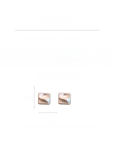 Detail view of square pleated earrings showing 2cm x 1.5cm size and 5g weight data