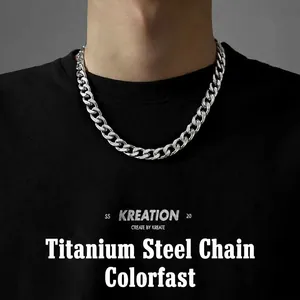 Cuban Link Necklace Titanium Steel Chain Hip Hop Streetwear Punk Style Silver Color Jewelry For Men And Women