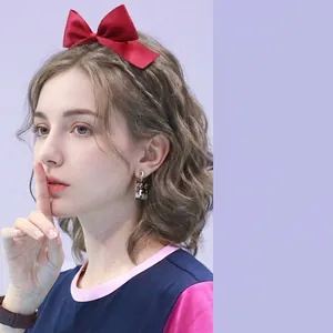 Elegant Large Bow Headband Satin Fabric Oversized Ribbon Hair Clip Sweet Retro Headwear For Women Girls Party Accessories