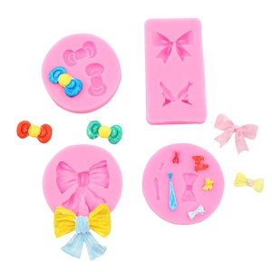 Rosa Flüssigsilikon-Schleifenform-Set für Fondant-Kuchen und DIY-Backzubehör
