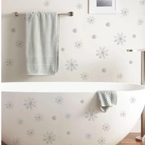 Self-adhesive white snowflake wall decals for home window and bathroom decor