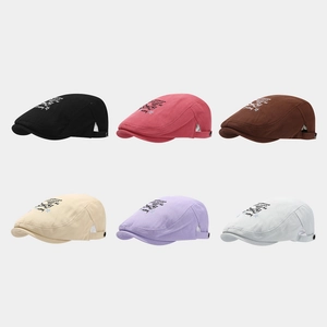 Casquette Plate En Coton Béret Vintage Avec Broderie Chien Y2K Streetwear Chapeau Ivy Pour Hommes Femmes Réglable