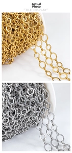 Detail of gold and silver stainless steel O-chains for jewelry making on white spools