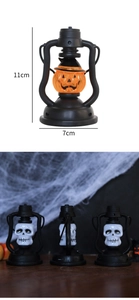 Detailed size view of Halloween LED lantern showing 11cm height and 7cm diameter base