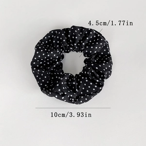 Polka dot fabric scrunchie with 10cm outer diameter and 4.5cm width for women hairstyles