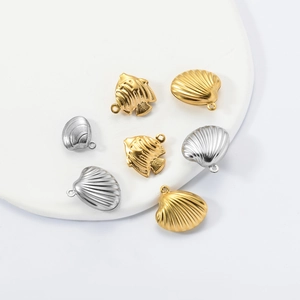 3D hollow marine fish and shell charms in gold and silver for DIY jewelry making