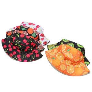 Cappello da sole estivo da donna con graziose stampe di ciliegia arancia e kiwi