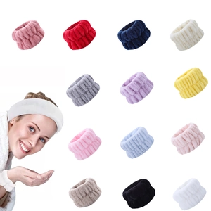 Plush coral fleece absorbent wristbands for washing face in thirteen varied colors