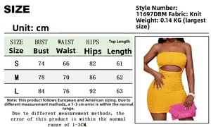 Guide des tailles pour mini robe moulante bustier avec mesures en centimètres