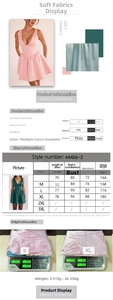 Detailed size chart for French deep V-neck mini dress with bust and waist measurements