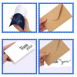 Macro detail of Thank You cards with kraft paper envelopes and handwritten fonts