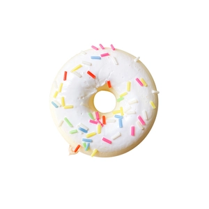 Collapsible donut phone grip with white frosting and colorful sprinkles on white background