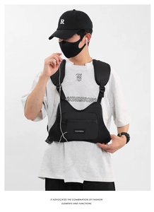 Taktische Brusttasche für Herren, multifunktionale Streetwear Westentasche Schwarz.