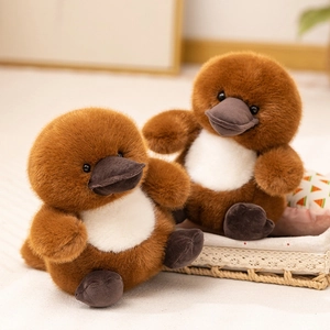 Cute brown platypus plush toy set with fluffy texture for kids gift and room decor