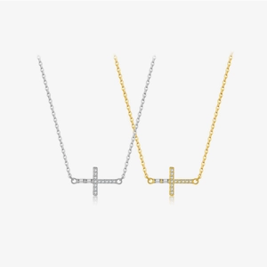 925 Sterling Silver Cross Pendant Necklace Zirconia Inlaid Minimalist Jewelry For Women Unisex Adjustable Chain Gift