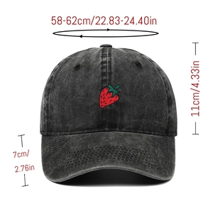 Size chart for strawberry embroidery baseball cap with 58-62cm adjustable head circumference