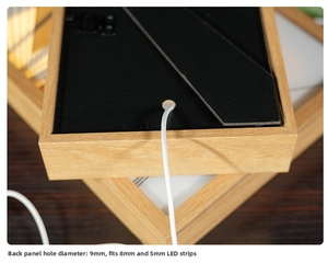Detail of DIY light box frame backboard with 9mm hole for 8mm or 5mm LED light strips