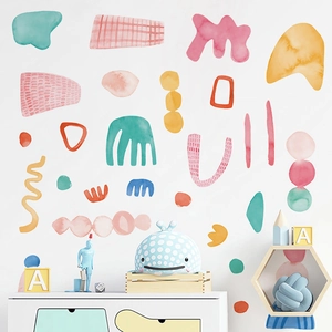 Bohemian watercolor polka dot wall stickers in pastel colors for kids' room decoration