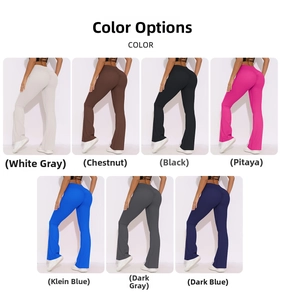 Leggings de yoga à taille haute en plusieurs couleurs, dont noir, bleu et marron