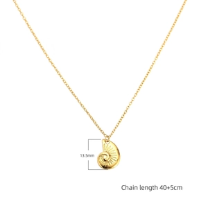 Polished 925 sterling silver conch pendant necklace with adjustable gold chain