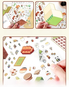 Close-up of DIY interior scenery PET stickers with thick white ink and backcard