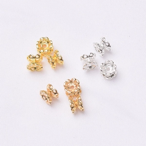 14K gold plated hollow flower spacers in gold, silver and rose gold for DIY jewelry