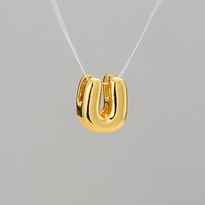 Golden 18k plated bubble balloon letter U pendant with high polished mirror finish
