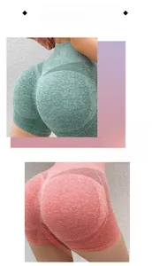 Détail du short de yoga sans couture à taille haute avec mesh respirant et texture côtelée