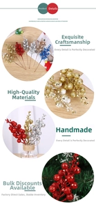 Detail of glittered Christmas berry stems for tree decoration and festive DIY crafts
