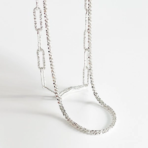 925 sterling silver double-layered cauliflower chain necklace with shimmering texture