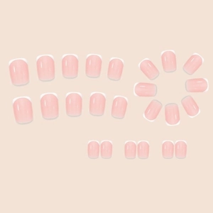 French manicure press-on nails set in soft pink with classic white tips 24pcs