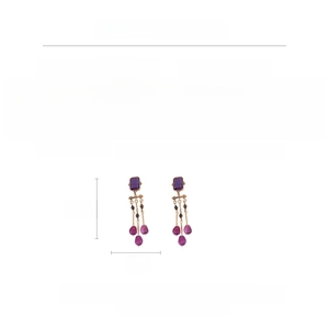 Detaillierte Größentabelle für die violetten Vintage-Quastenohrringe mit Legierungsfinish