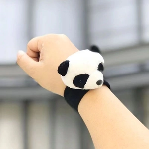 Plush panda slap bracelet decoration for bicycle and motorcycle handle grips