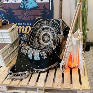 Bohemian 12 zodiac constellation fringe throw blanket for outdoor camping and home decor