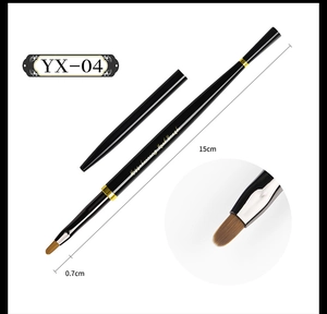 Detail of professional black nail art brush YX-04 with 0.7cm bristles and 15cm length