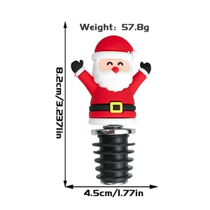 Detailed view of Santa Claus wine stopper with dimensions 8.2cm height and 57.8g weight