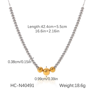 Detailed dimensions of mixed color beaded Y necklace with gold and silver accents