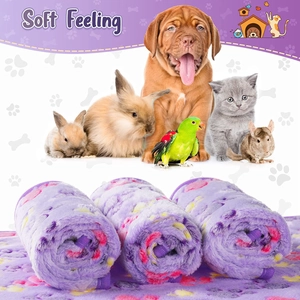 Three rolls of soft purple floral flannel blankets for cats and dogs in high quality material