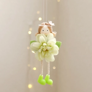 Handmade flower fairy pendant decoration for Easter parties with cream petal skirt