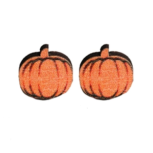 Spooky orange pumpkin stud earrings with a textured finish for Halloween costumes