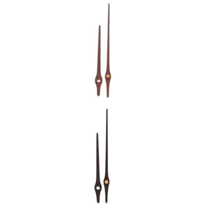 Elegant walnut wood style clock hands set with decorative flower shape pattern tips