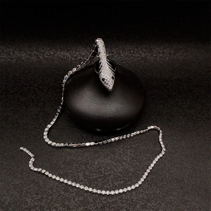 Sparkling silver snake hair clip with rhinestone tassel fringe and black eye detail