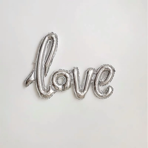 Silver foil Love balloon with metallic finish for wedding and party decorations