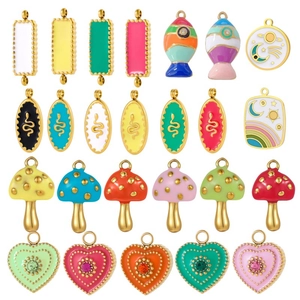 Stainless Steel Enamel Pendants Heart Mushroom Snake Star Moon Shaped DIY Jewelry Making Charms For Necklaces Earrings